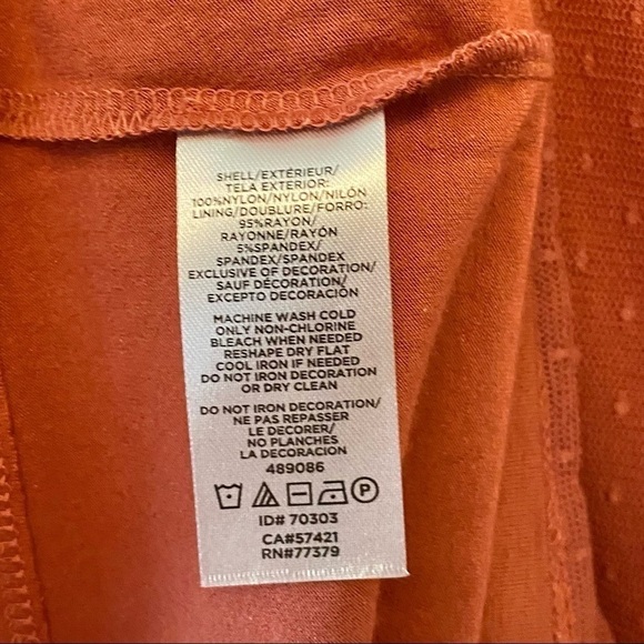 ANN TAYLOR Factory Lined Pumpkin Top with Sheer Dotted Sleeves & Pleated Cuffs - Picture 12 of 13